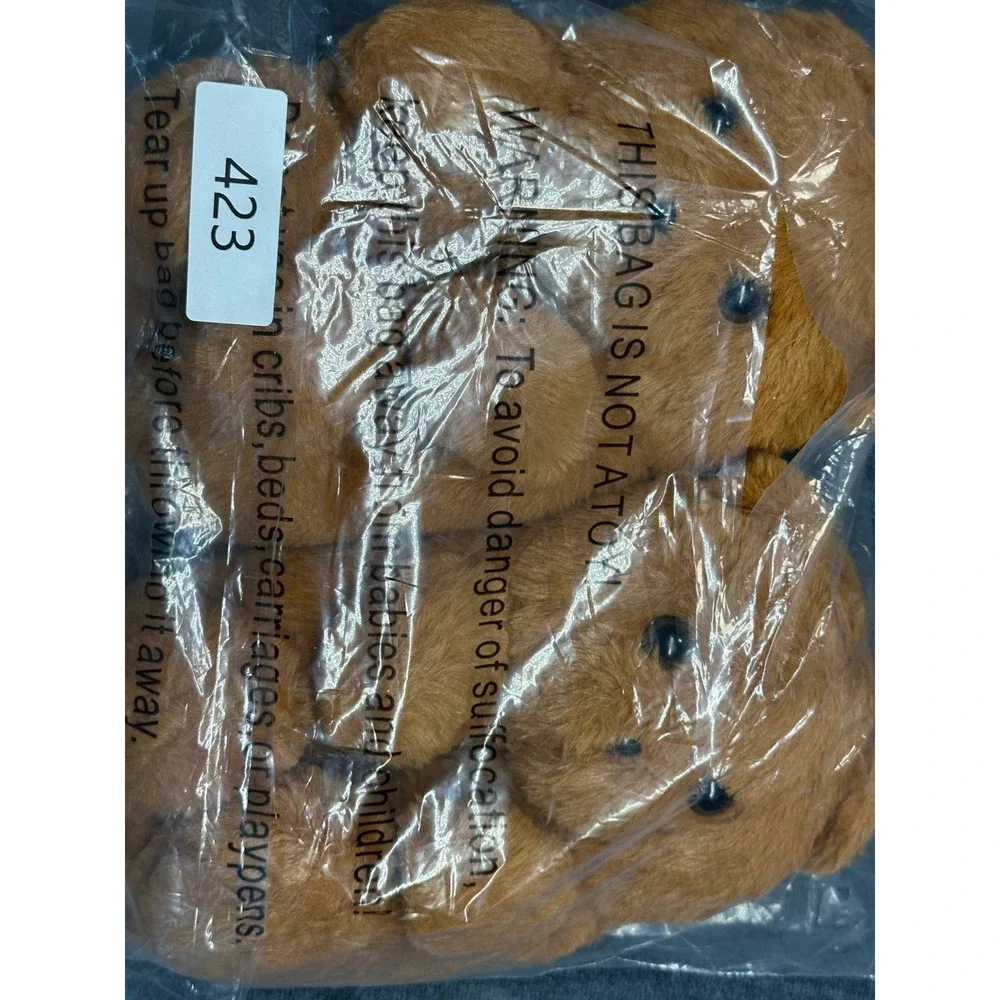Snugimals Kids Teddy Bear Plush Slippers Brown Faux Fur Medium 7-8 SNL-105-CM